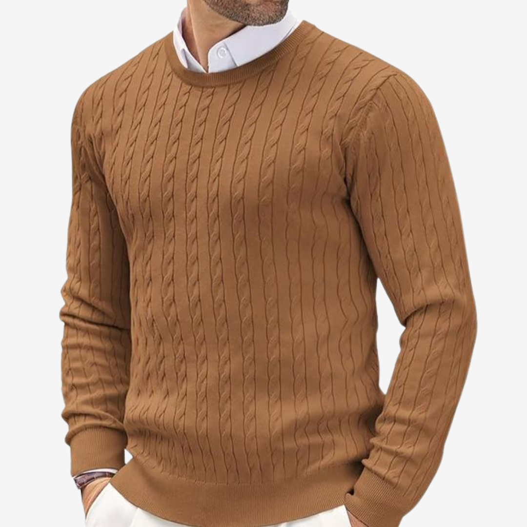Traditional Mens Thick Knit Crew Sweater