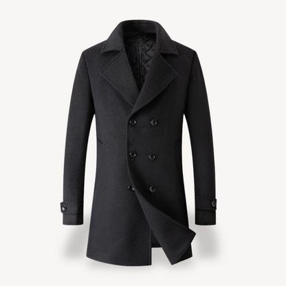 Classic Mens Double Breasted Wool Overcoat - OutfitLondon