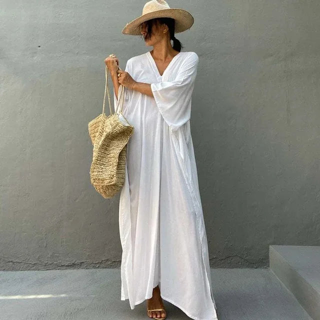 Elegant Garden Print Long Sundress for Ladies