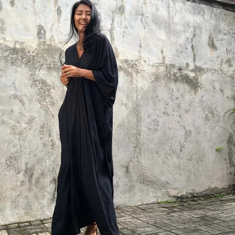 Elegant Garden Print Long Sundress for Ladies