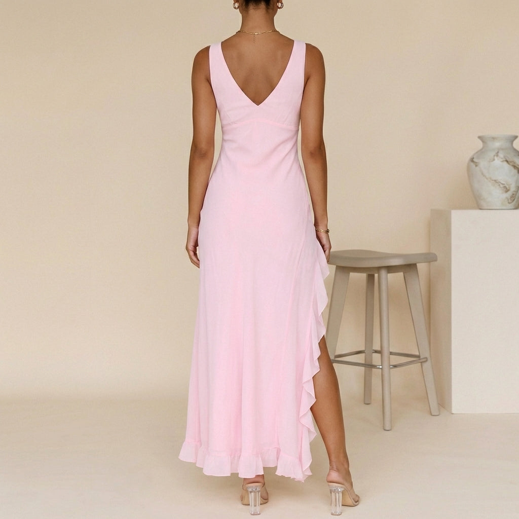 Chic V Neck Maxi Dress for Women Summer