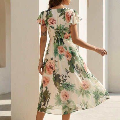 Casual Floral Midi Dress