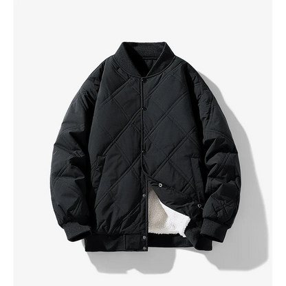 Warm Faux Fur Lined Quilted Bomber Coat