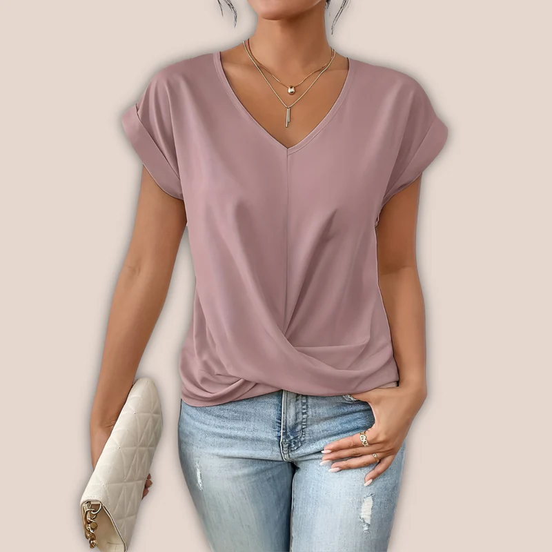 Relaxed Fit V-Neck Summer Top - OutfitLondon