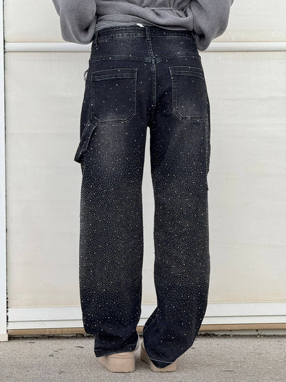 Sparkly Flare Leg Blue Jeans