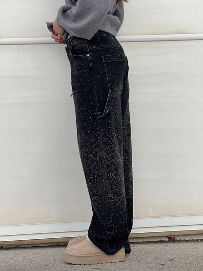 Sparkly Flare Leg Blue Jeans