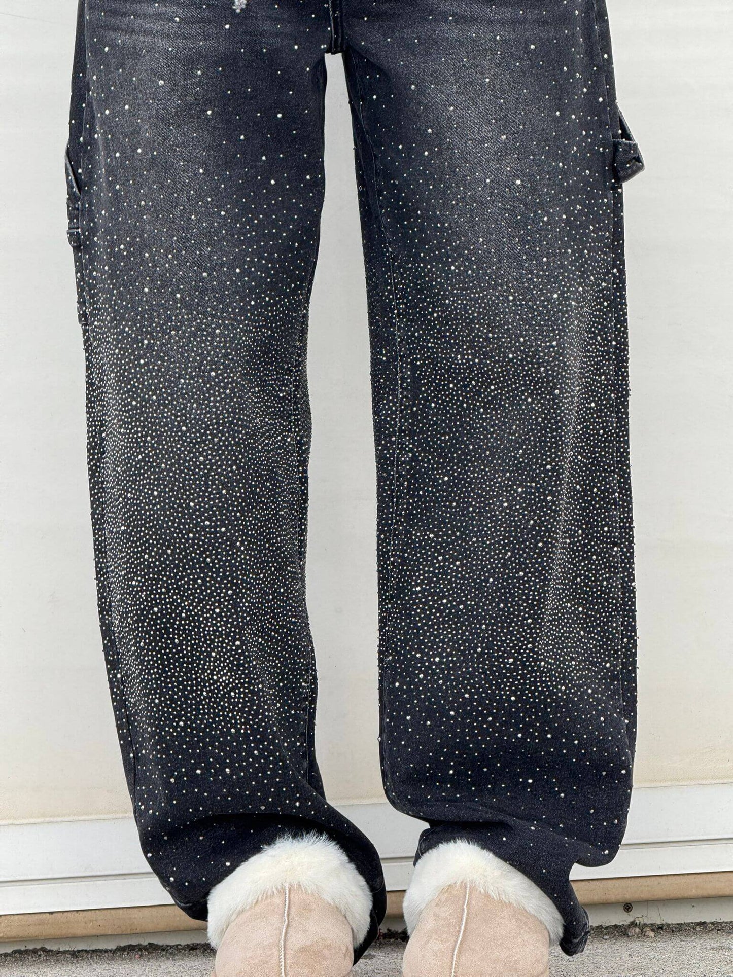 Sparkly Flare Leg Blue Jeans