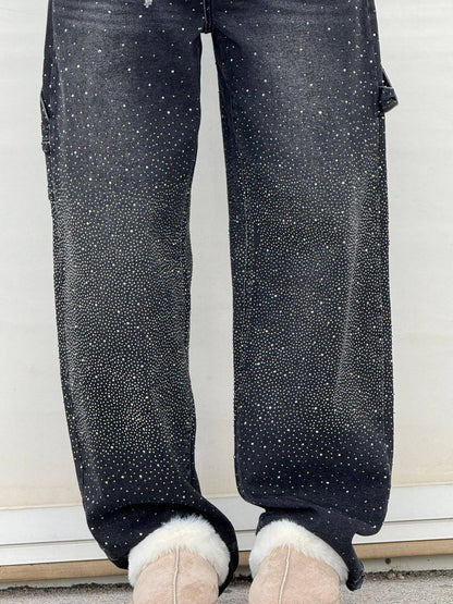Sparkly Flare Leg Blue Jeans