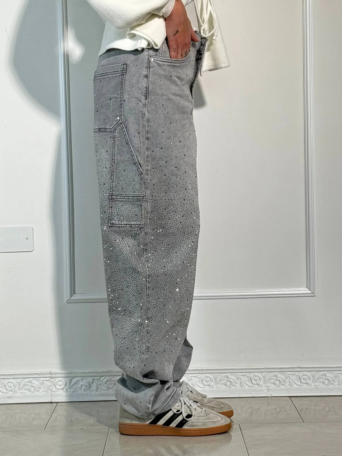 Sparkly Flare Leg Blue Jeans
