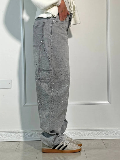 Sparkly Flare Leg Blue Jeans