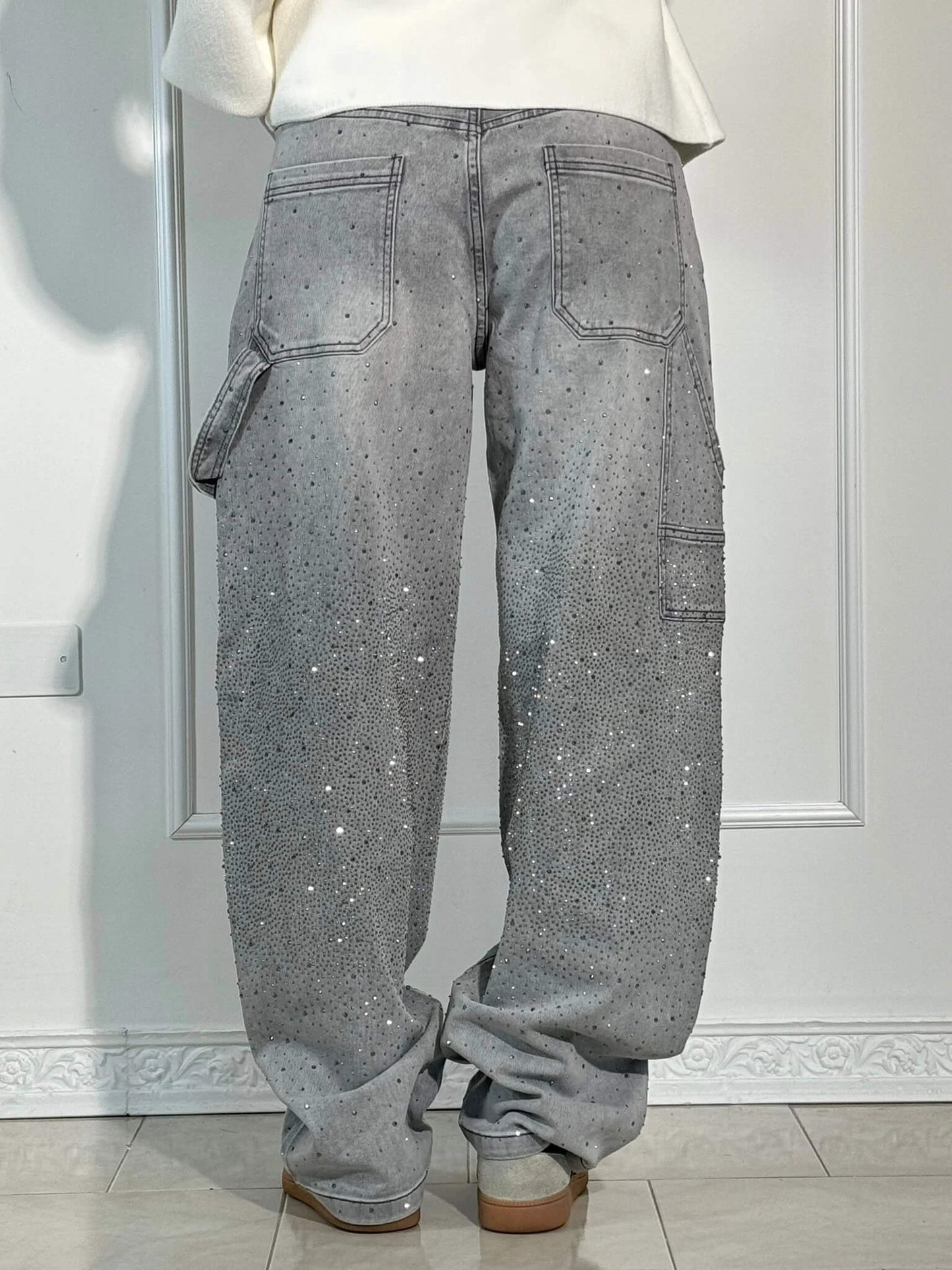 Sparkly Flare Leg Blue Jeans