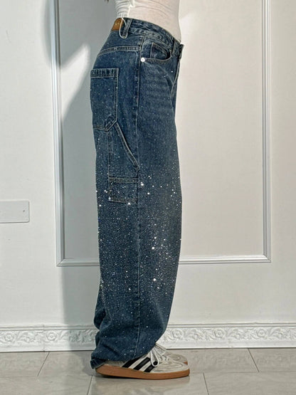 Sparkly Flare Leg Blue Jeans