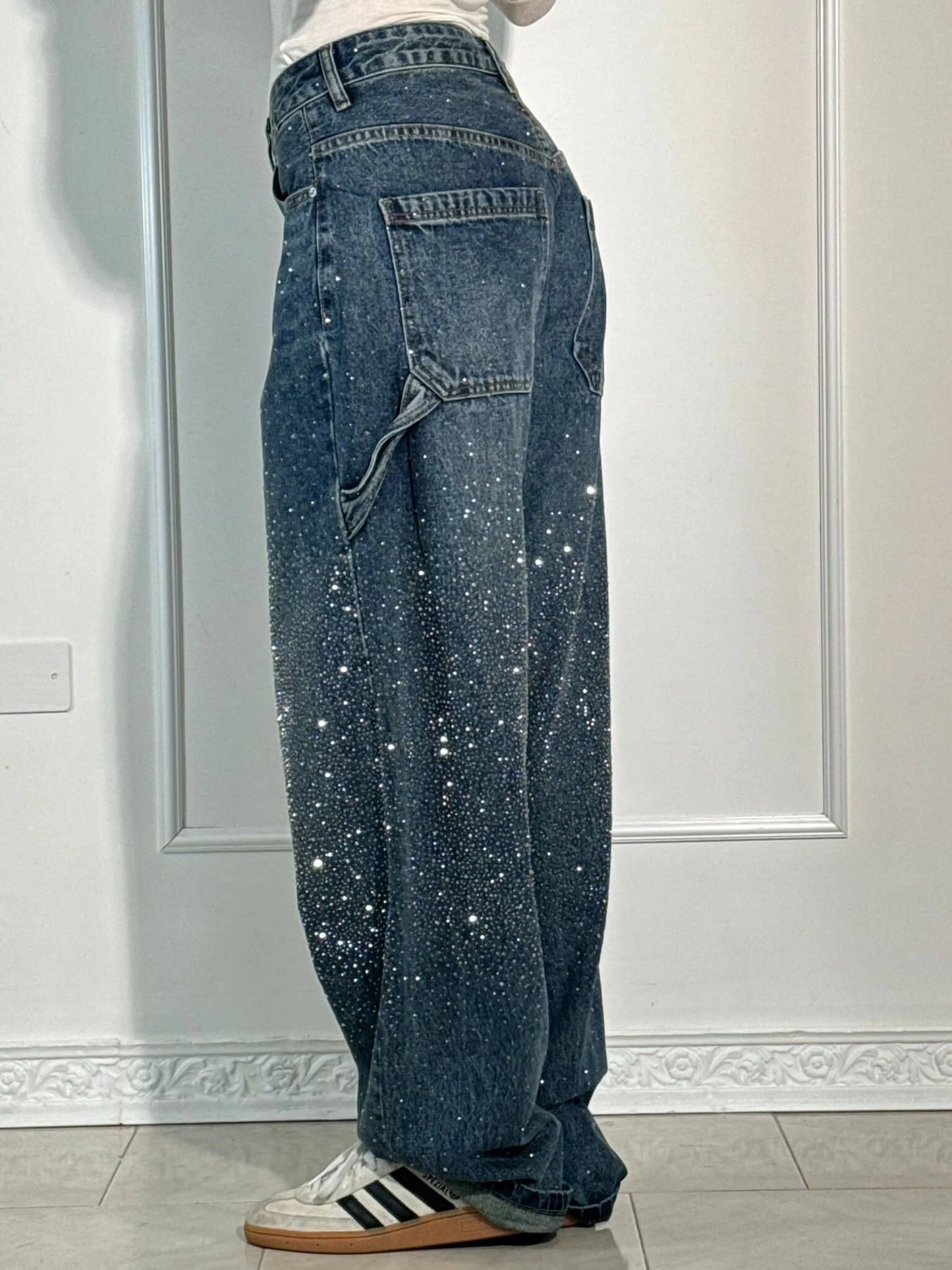 Sparkly Flare Leg Blue Jeans
