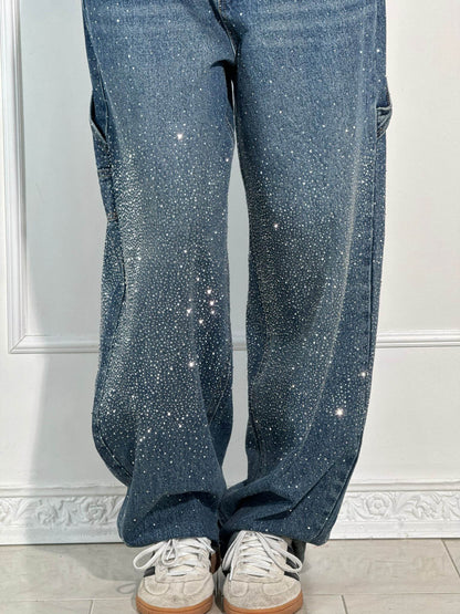 Sparkly Flare Leg Blue Jeans