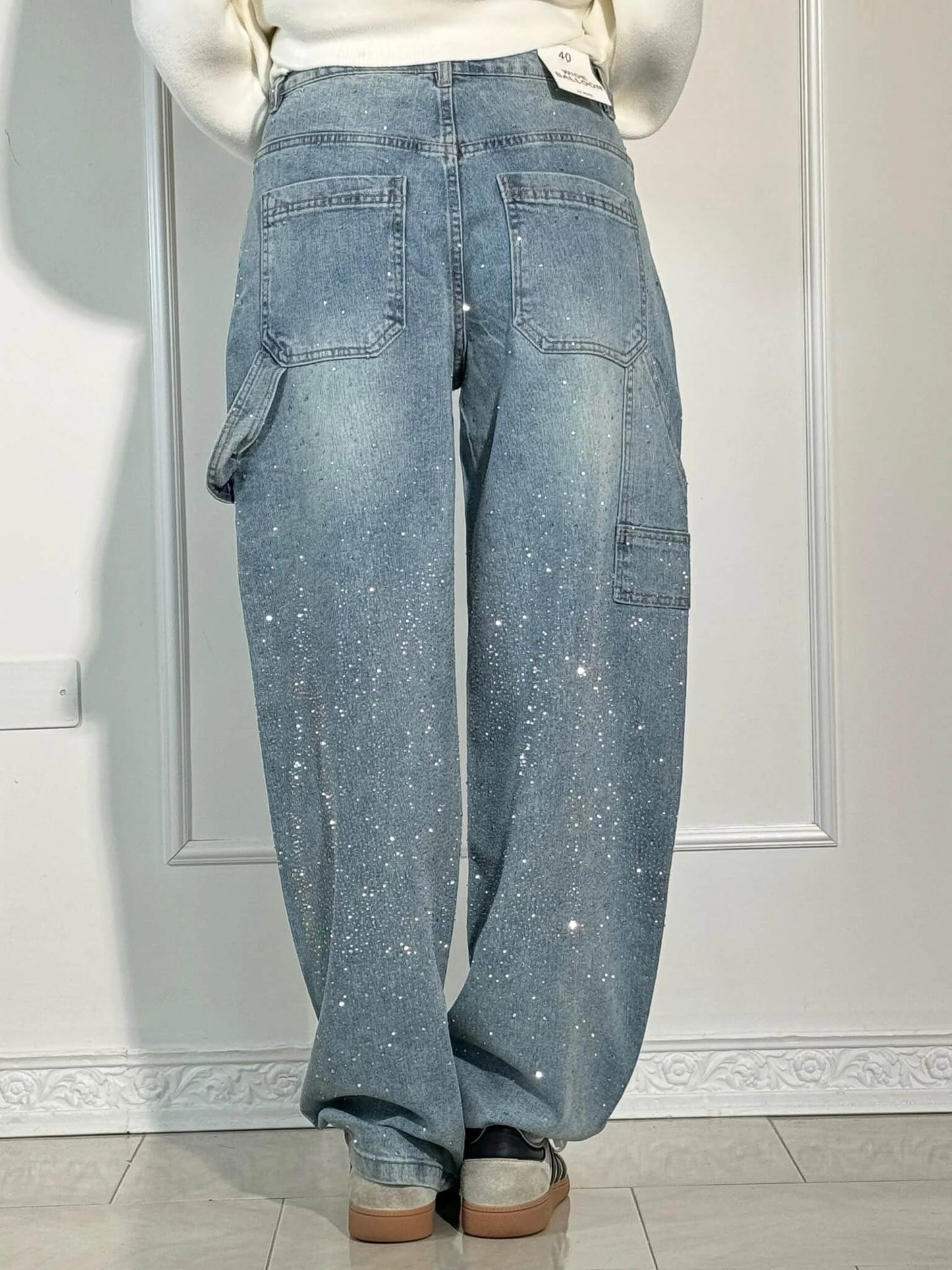 Sparkly Flare Leg Blue Jeans