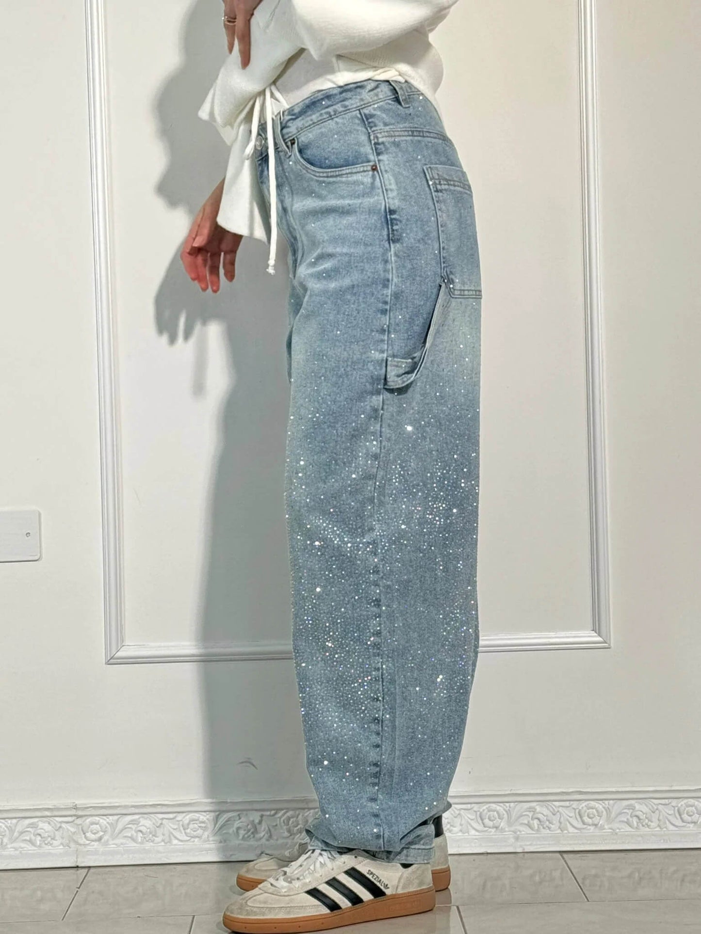 Sparkly Flare Leg Blue Jeans