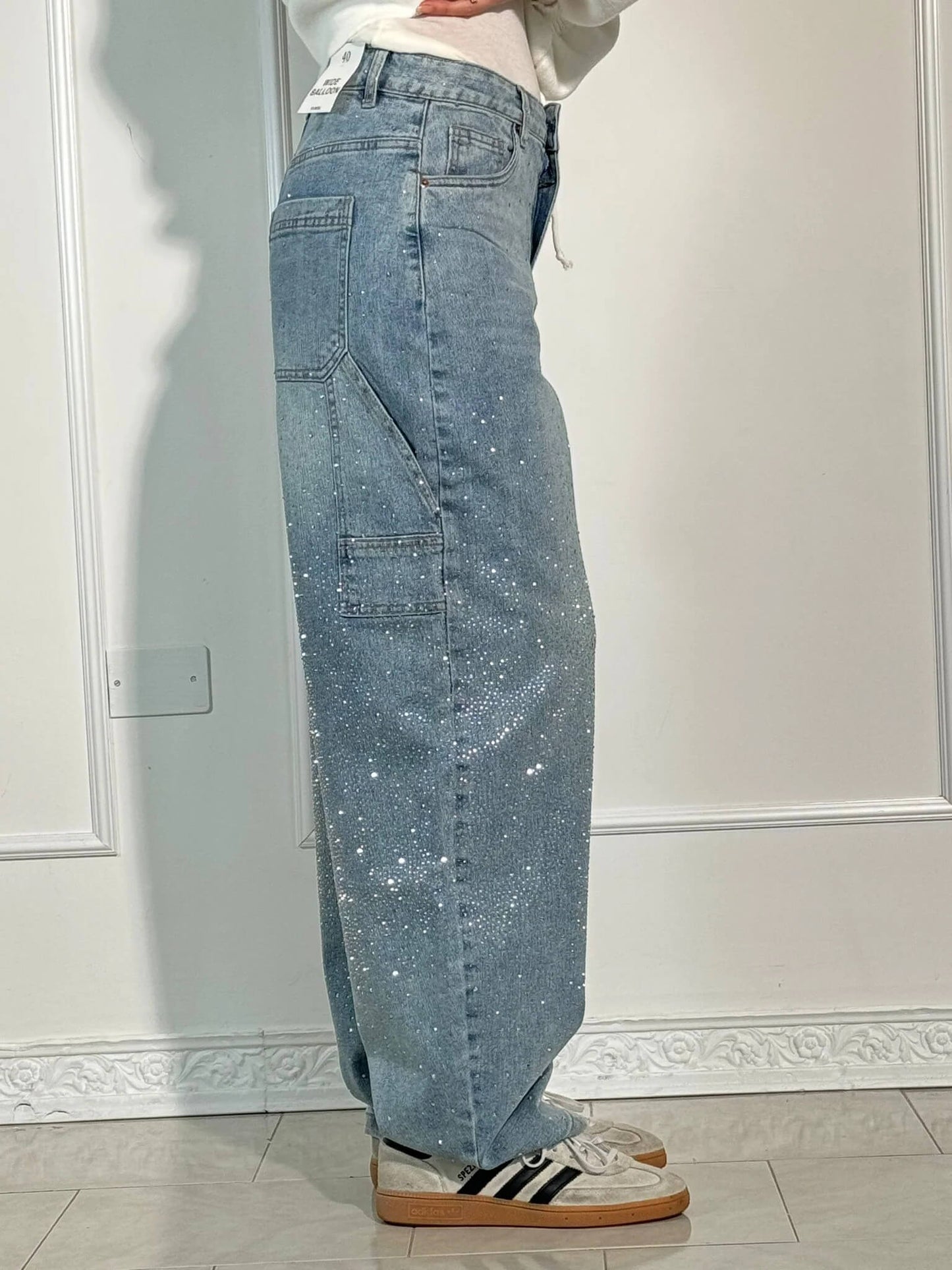 Sparkly Flare Leg Blue Jeans