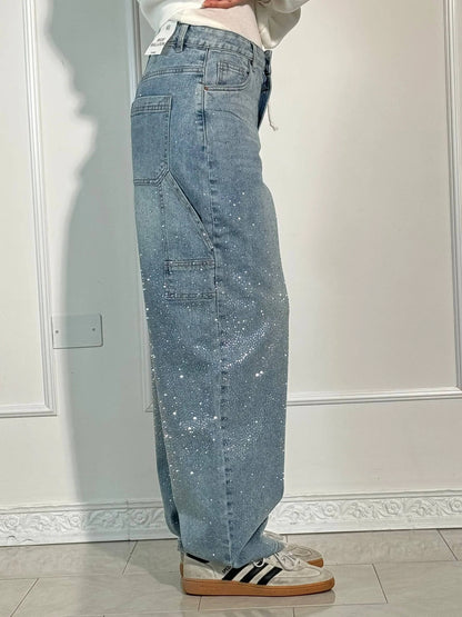 Sparkly Flare Leg Blue Jeans