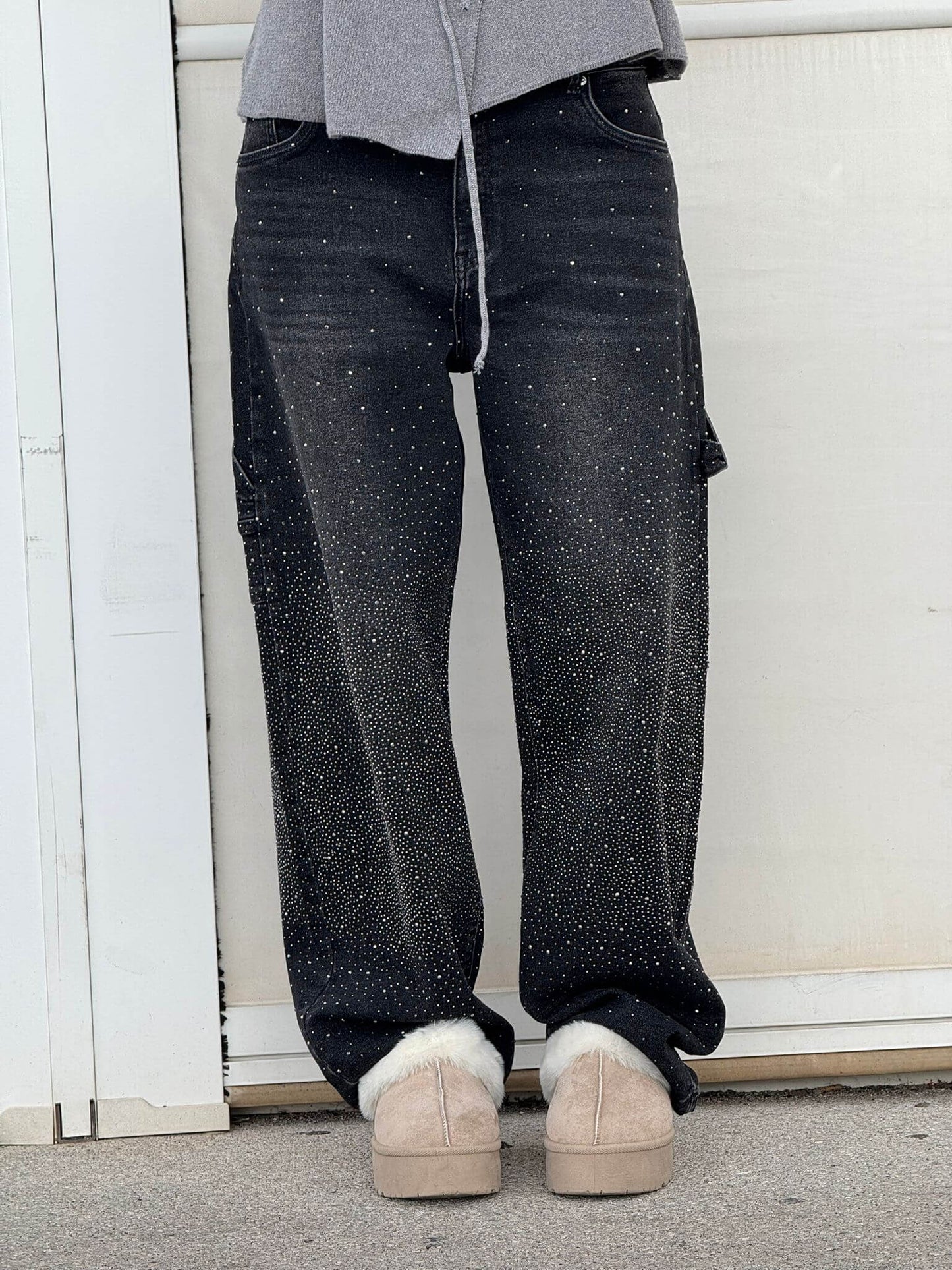 Sparkly Flare Leg Blue Jeans