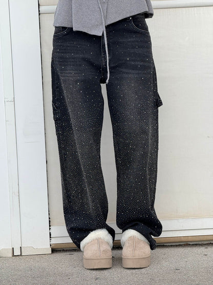 Sparkly Flare Leg Blue Jeans