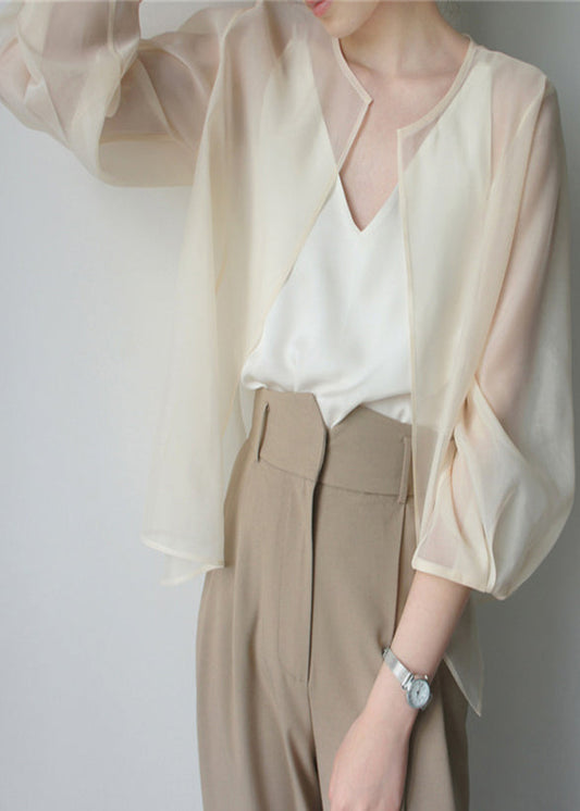 Women's Lightweight Breathable Cardigan UPF 50 Apricot - OutfitLondon