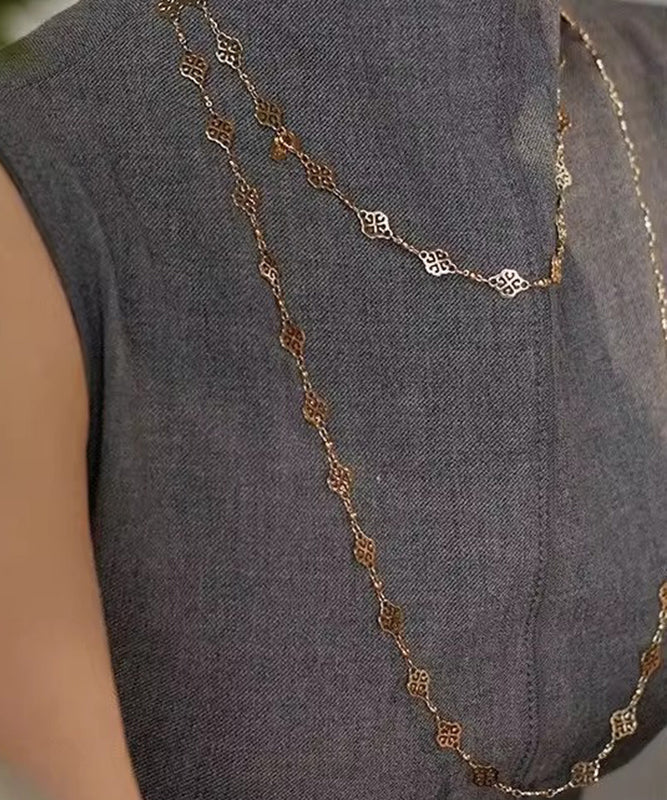 Gold Plated Copper Openwork Necklace 120cm Long Elegant - OutfitLondon