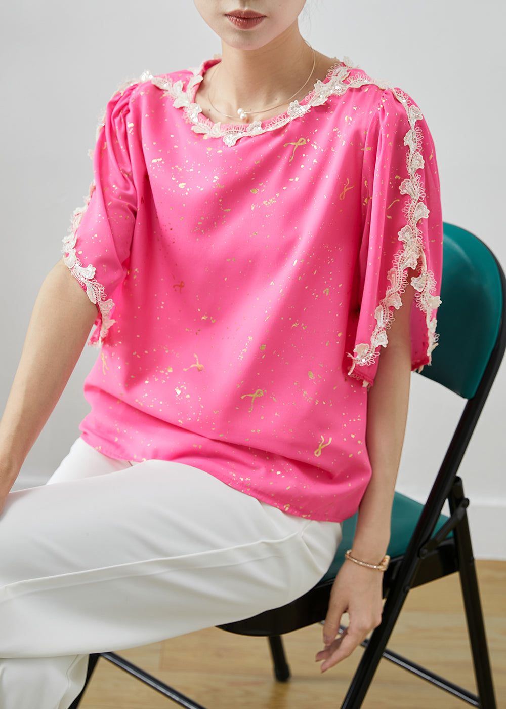 Women's Silk Chiffon Sequin Tank Pink Lightweight - OutfitLondon