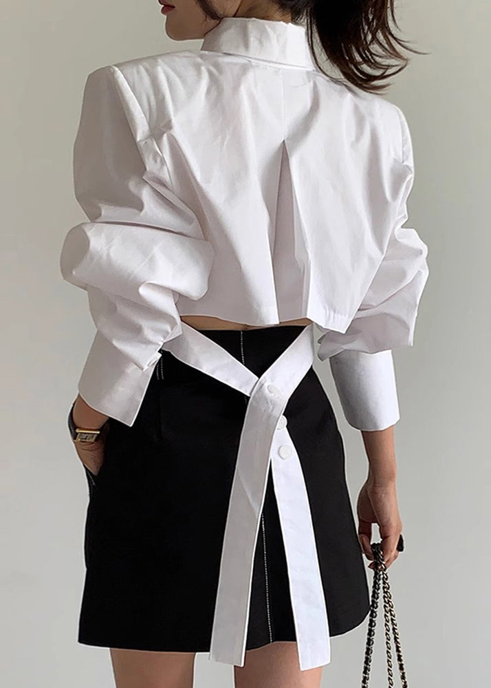 Women's Cotton Blouse White Short Sleeve Lightweight - OutfitLondon