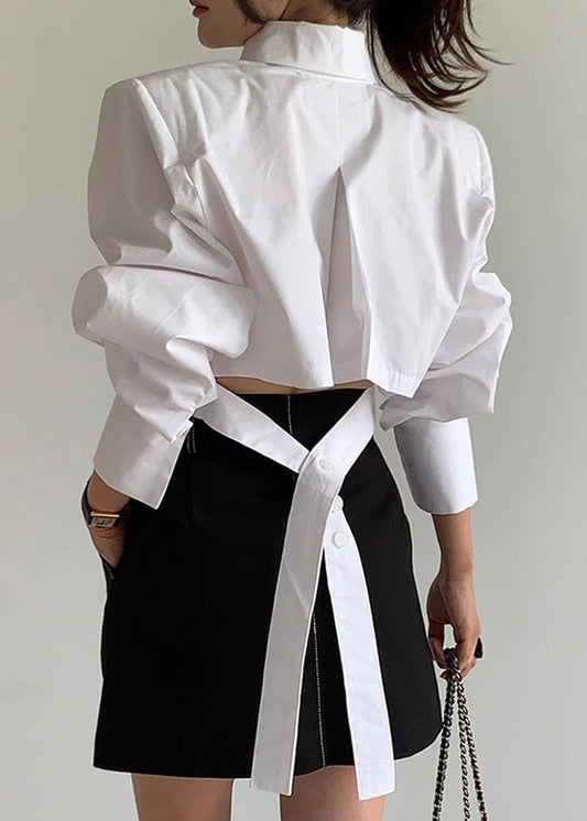 Women's Cotton Blouse White Short Sleeve Lightweight - OutfitLondon