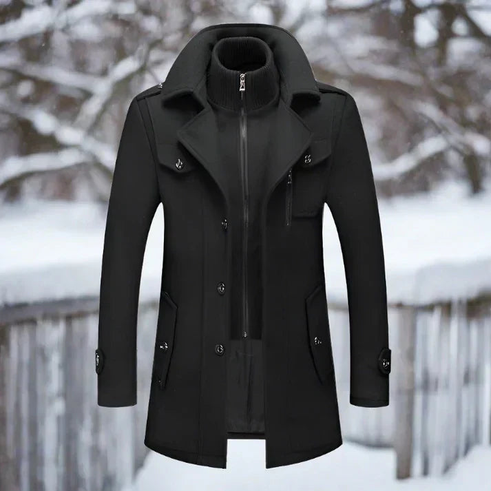 Warm Long Parka with Fur Hood and Extended Sleeves