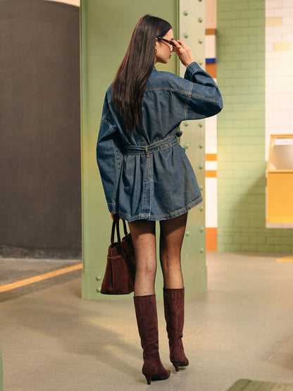 Casual Fit Cargo Denim Polo Jacket