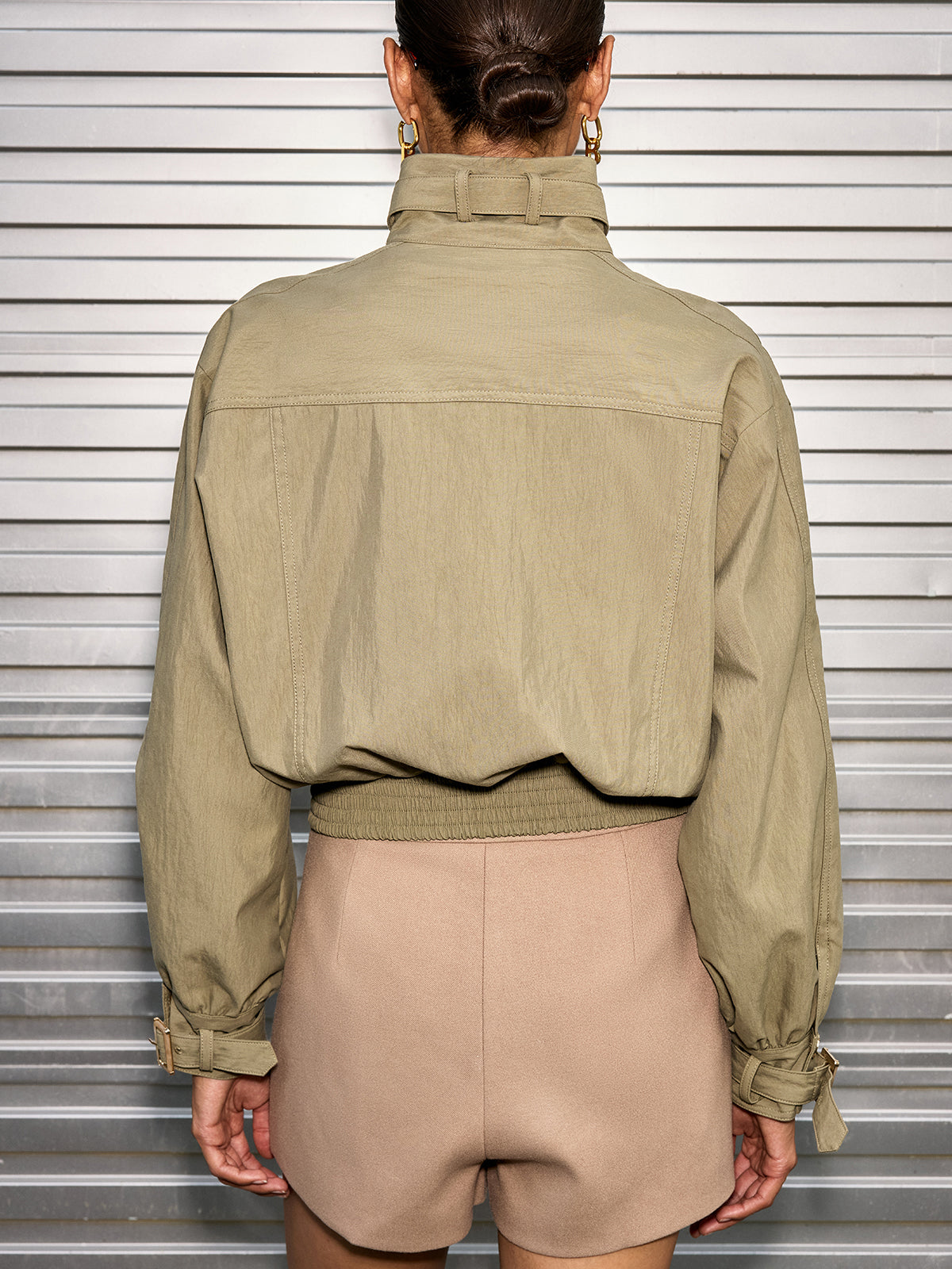Fitted Waist Cotton Crop Jacket