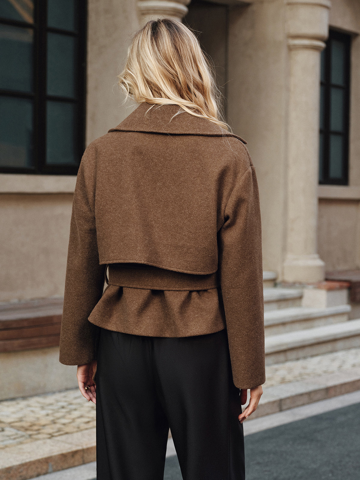 Classic Fit Tweed Overcoat with Belt