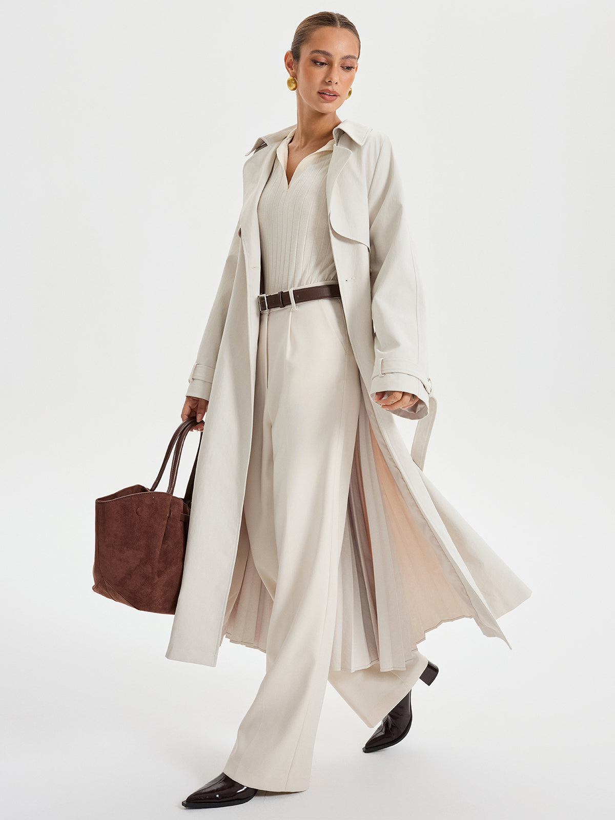 Classic Buckled Long Trench Coat
