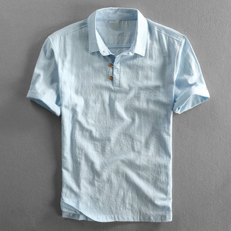 Men's Linen Polo Shirt Lightweight Breathable Beige