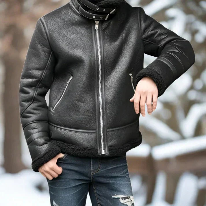 Thick Insulated Leather Coat