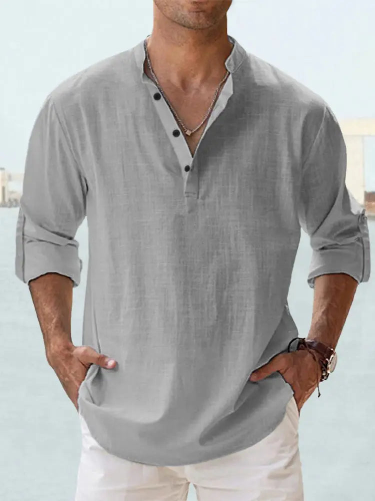 Men's Relaxed Fit Long Sleeve Summer Shirt
