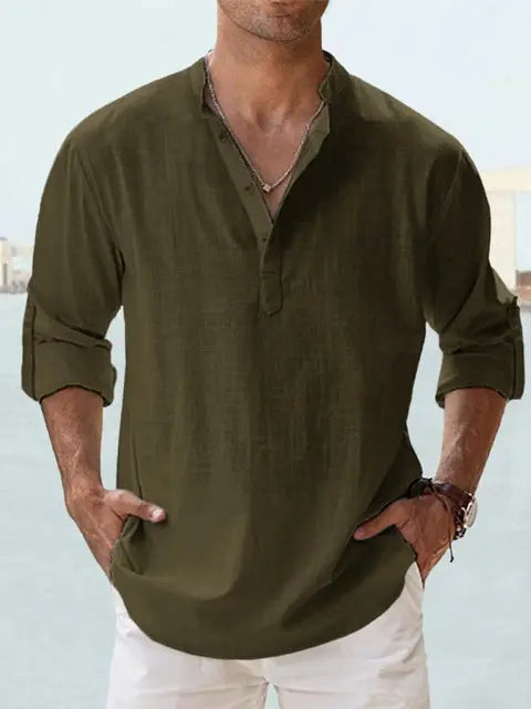 Men's Relaxed Fit Long Sleeve Summer Shirt