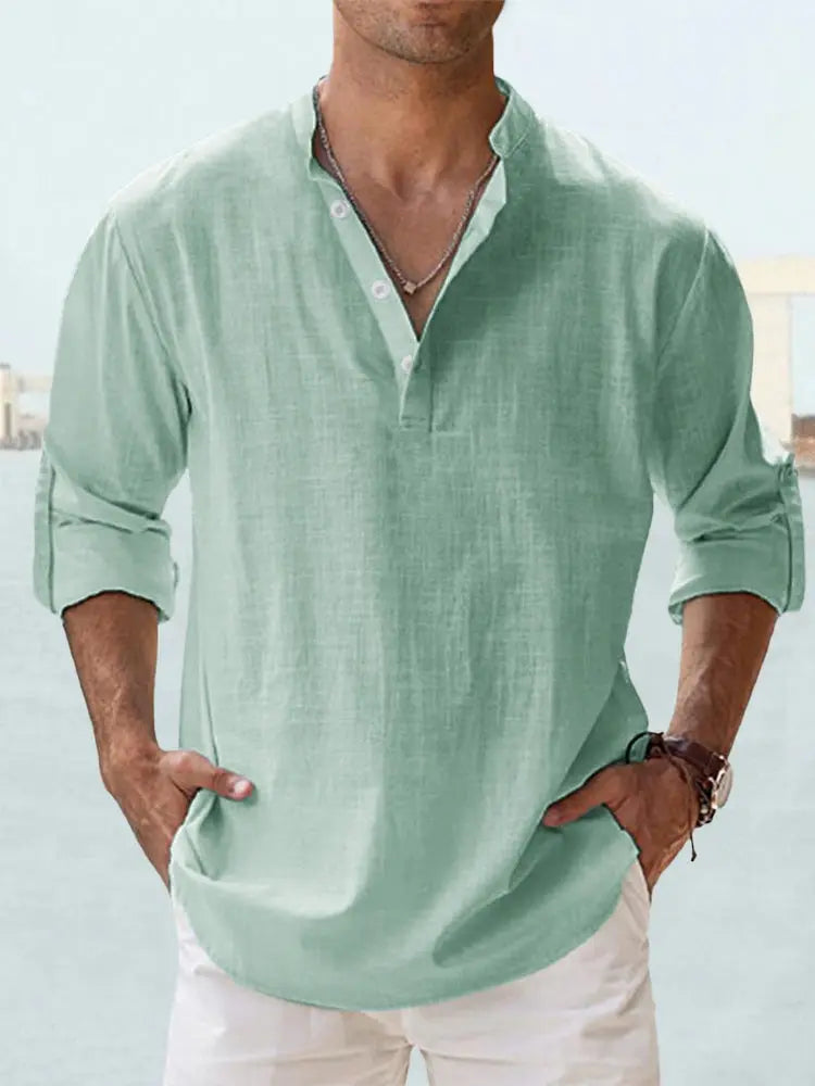 Men's Relaxed Fit Long Sleeve Summer Shirt