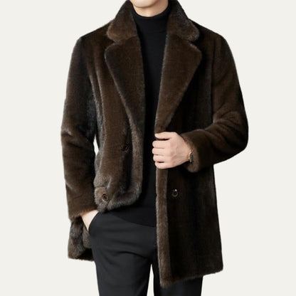 Warm Faux Fur Double Breasted Winter Coat