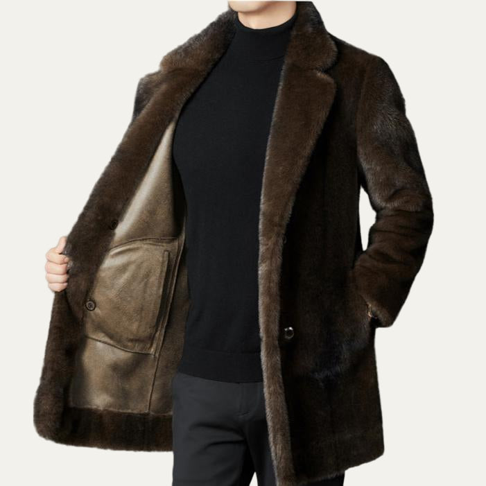 Warm Faux Fur Double Breasted Winter Coat