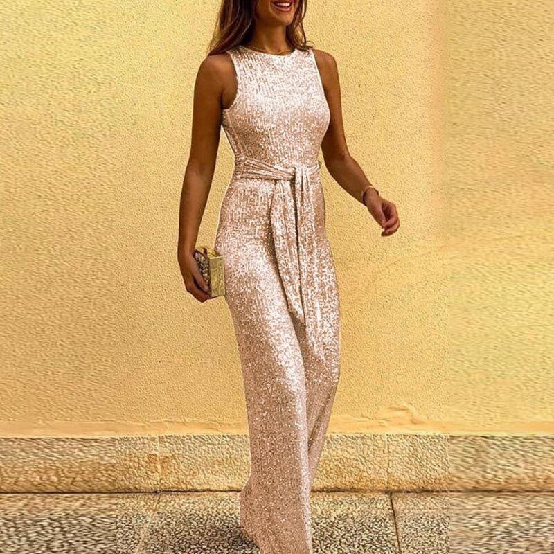 Women's Sequin Jumpsuit Elegant Bibi