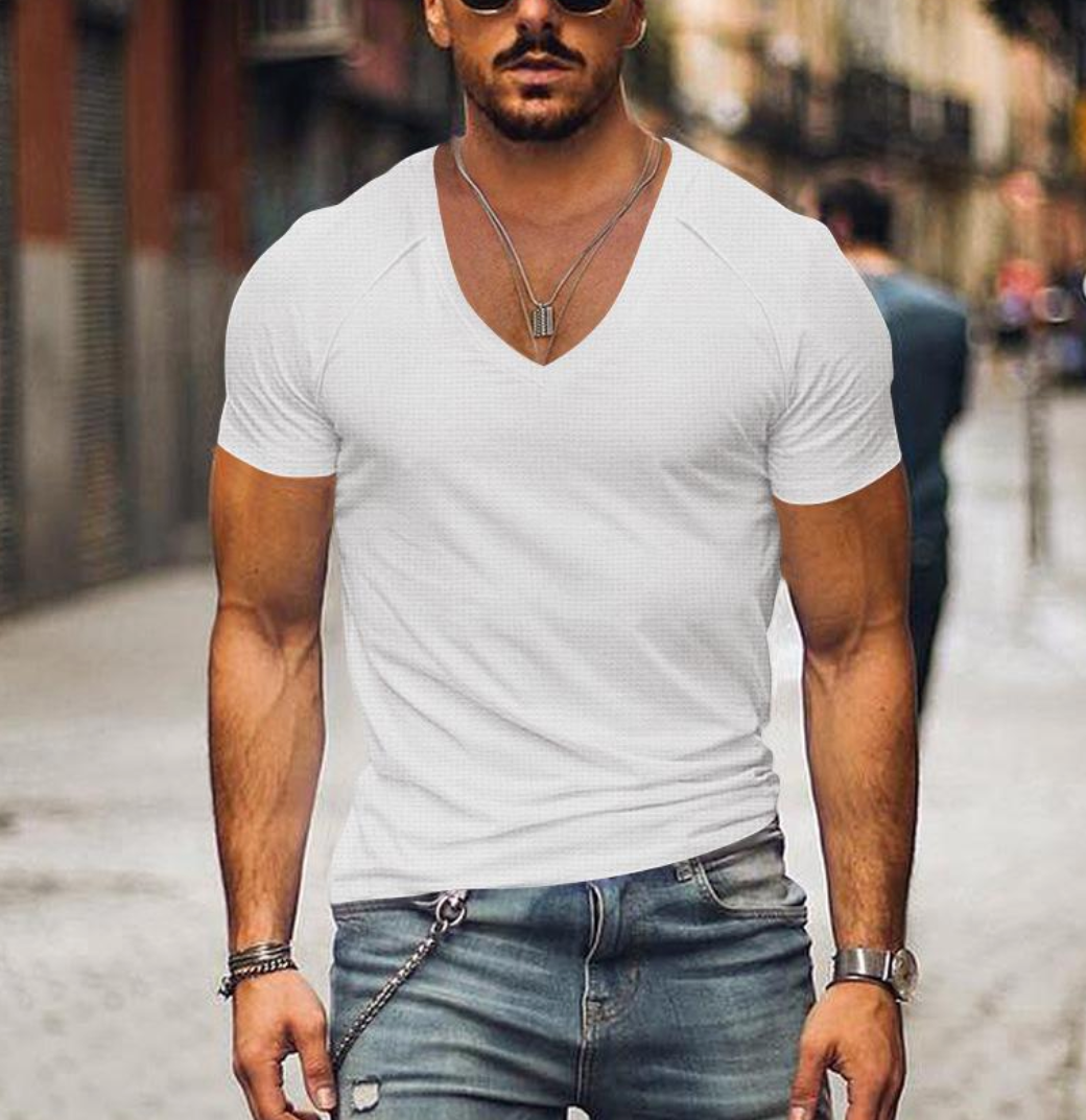 Casual Loose Fit V Neck T Shirt for Men