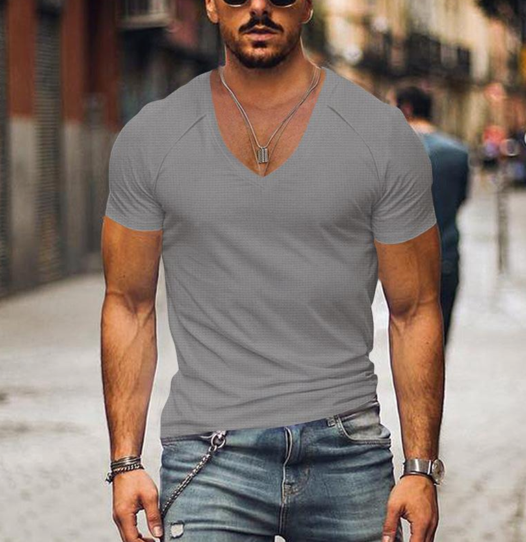 Casual Loose Fit V Neck T Shirt for Men