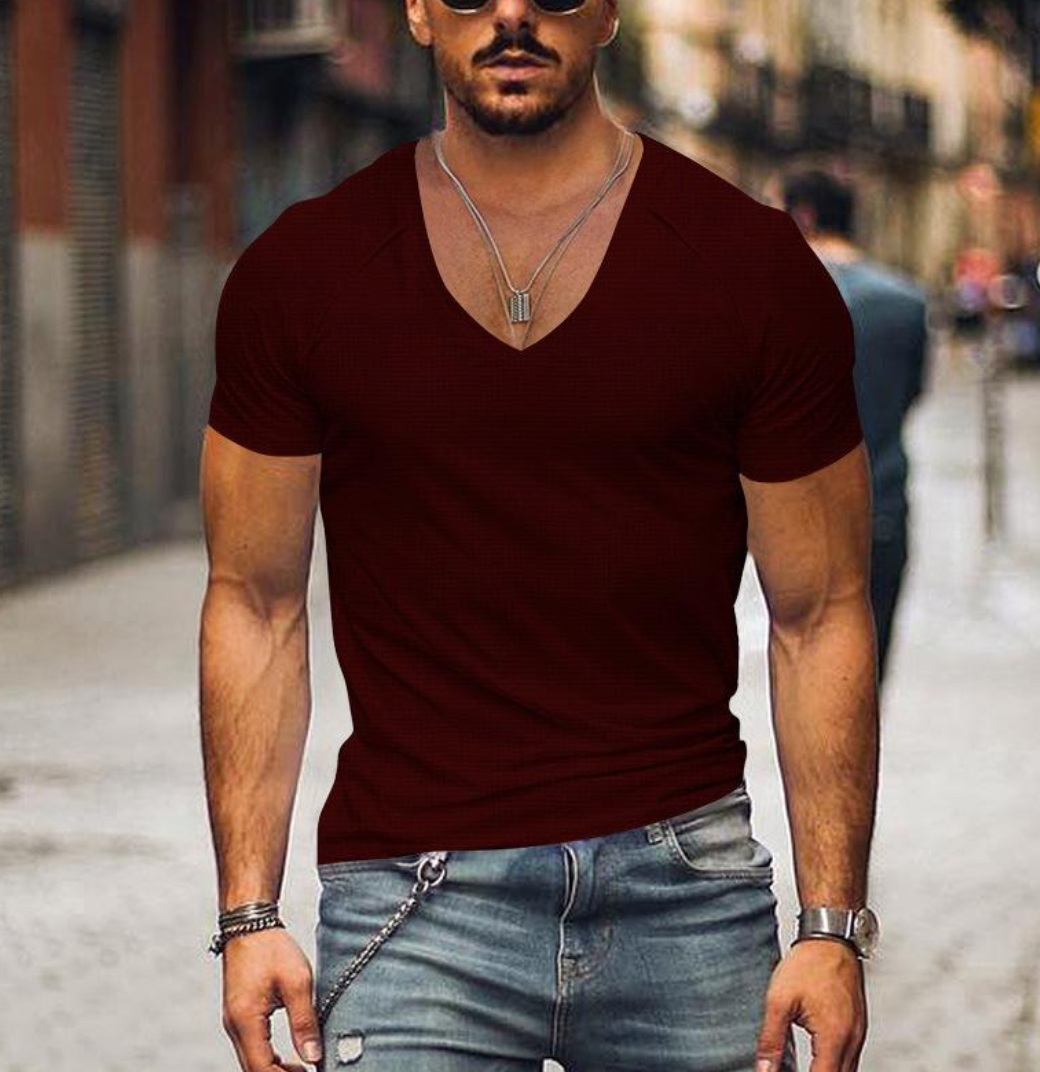 Casual Loose Fit V Neck T Shirt for Men