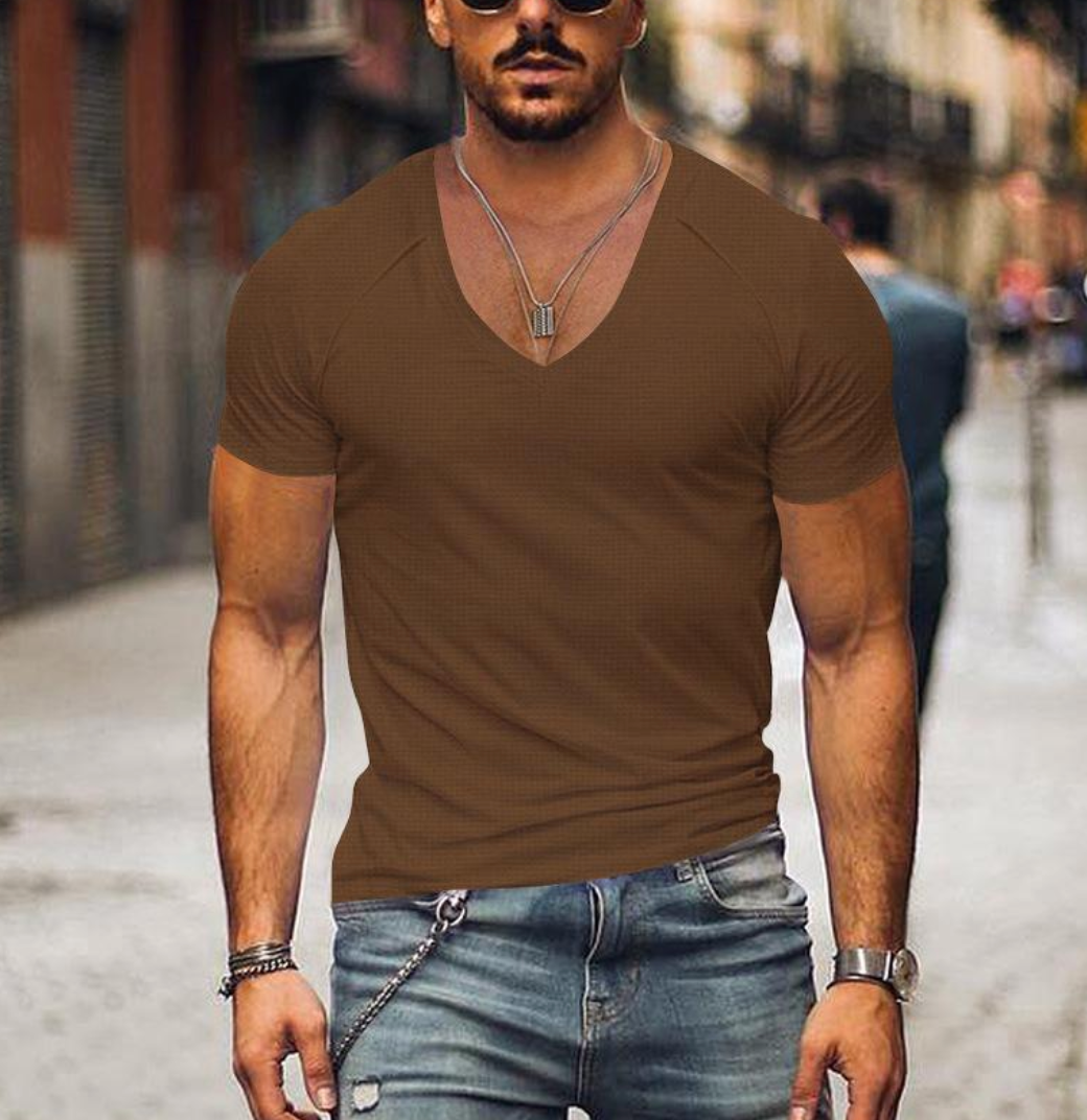 Casual Loose Fit V Neck T Shirt for Men