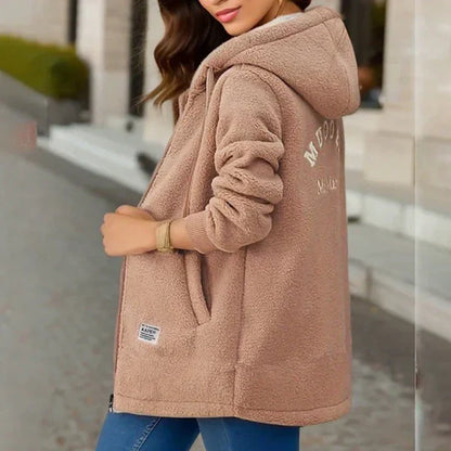 Warm Fleece Hooded Coat for Ladies