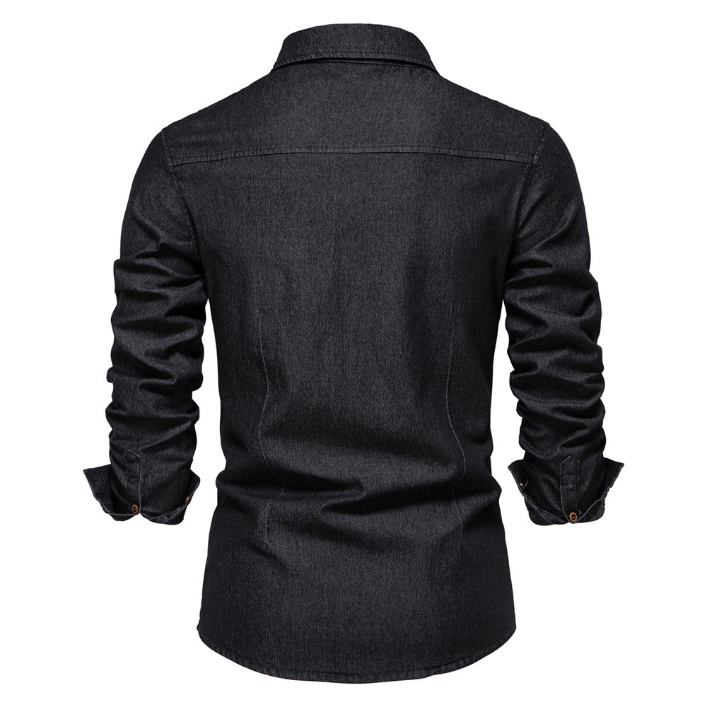 Classic Men's Denim Long Sleeve Shirt
