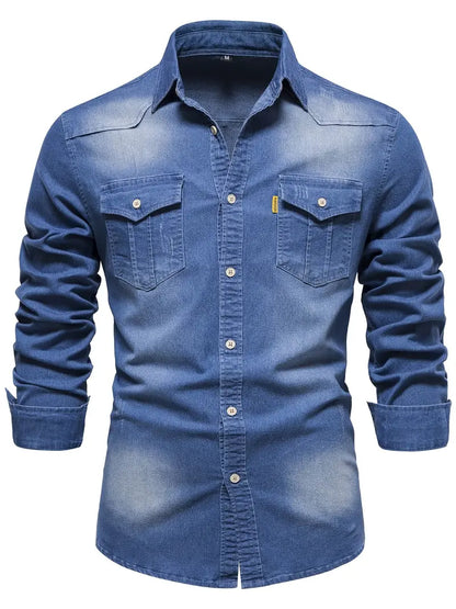 Classic Men's Denim Long Sleeve Shirt