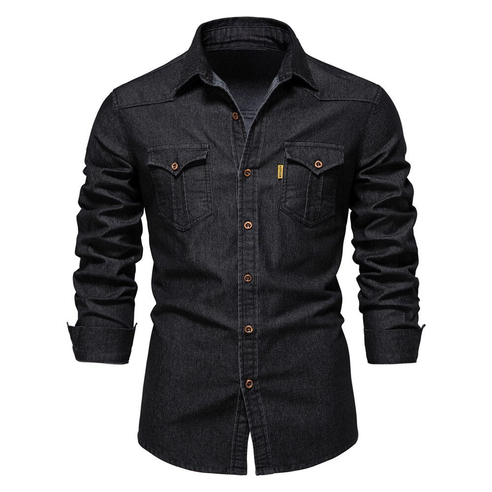 Classic Men's Denim Long Sleeve Shirt